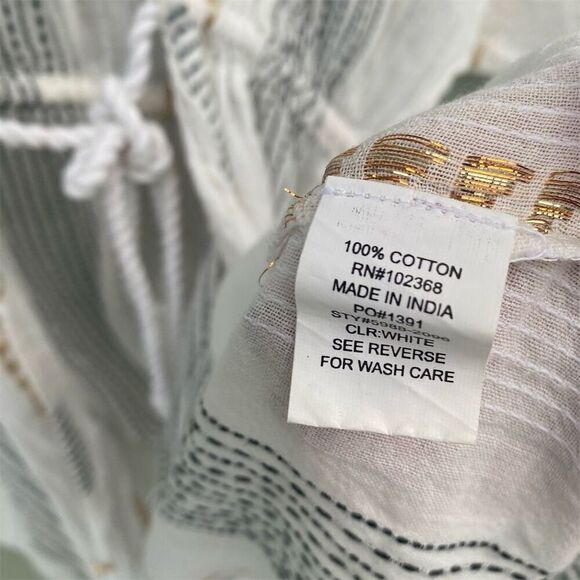 Blue Island XS White Cover Up with Gold and Black Embroidery Drawstring Waist - Picture 11 of 11